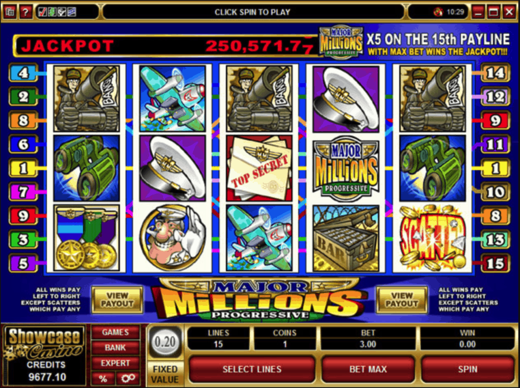 Онлайн игровые автоматы «Major Millions» от провайдера Microgaming и Флагман казино